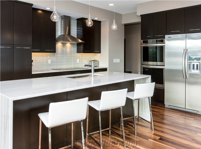 Macaubas White Quartzite Kitchen Countertop