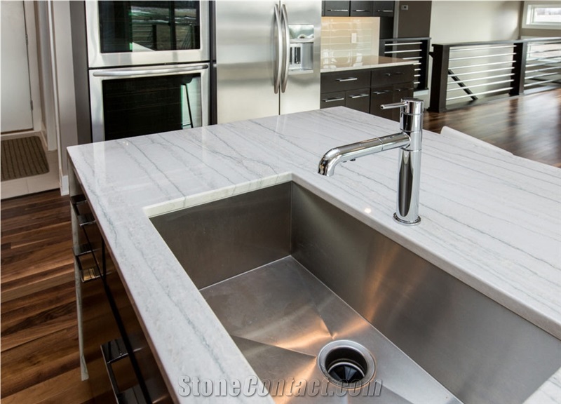 Macaubas White Quartzite Kitchen Countertop