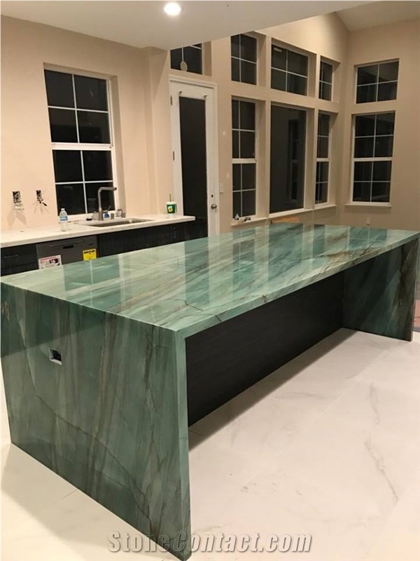 Emerald Green Quartzite Polished Island Top