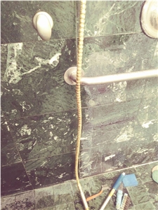 Green Marble Shower Before and After Hard Water Removal