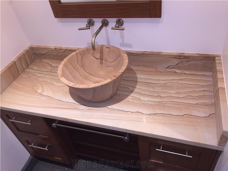 Scenery Sandstone Vanity Top and Vessel Wash Basin