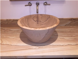 Scenery Sandstone Vanity Top and Vessel Wash Basin