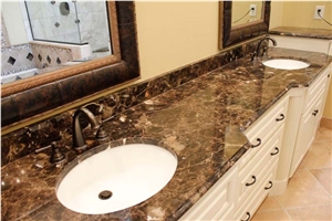 Dark Emperador Marble Bathroom Vanity Top