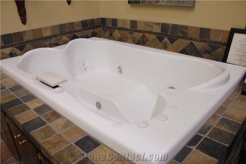 Multicolor Slate Whirlpool Tubs Surround, Deck