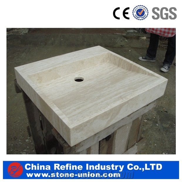 Carara White Marble Stone Vessel Sink & Cheaper White Marble Stone Basin &Square Marble Stone Sink for Bathroom&Carving Square Outdoor Stone Sink