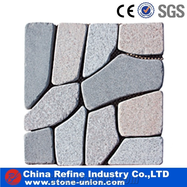 Cheap Black Granite Fan Shape Interlocking Mesh Paver,Fan Shape Mesh Paving Stone Granite Driveway Paver Tile,Red Porphyry Granite Cobble
