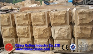 Cheaper Golden Sandstone Mushrooms&Mushroom Stone Splitter,Decorative Stone Wall Panel,Sichuan Natural Split Sandstone Walling Mushroom