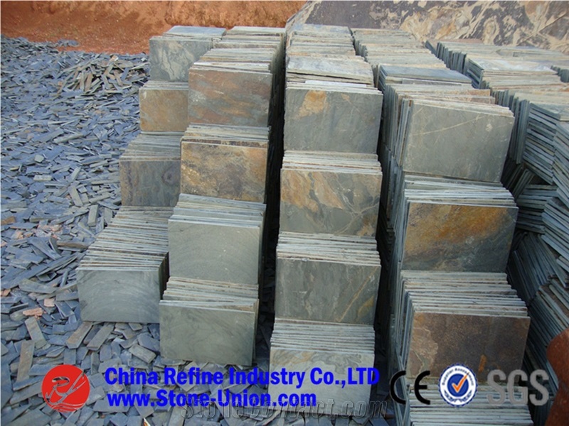 Cheaper Grey White Slate ,Mixed Colors Slate Tiles,Light Grey Slate Tile,Rusty Slate Wall Tiles ,Slate Floor Covering ,Slate Pattern on Mesh
