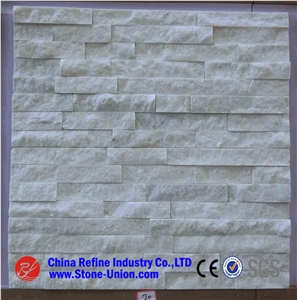 Cheaper White Quartzite Cultured Stone Thin Stone Veneer& Pure White Wall Cladding Panel & Exterior Culture Stone 60X15cm &White Ledgestone