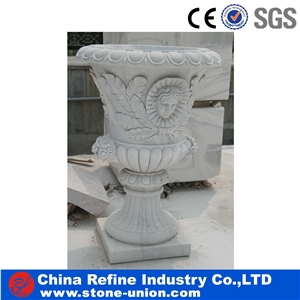 China White Marble Flower Pots,Planter Pots,Flower Vases,Flower Stand/ Stone Exterior Flower Pots,Natural Stone Outdoor Planters,Garden Vases