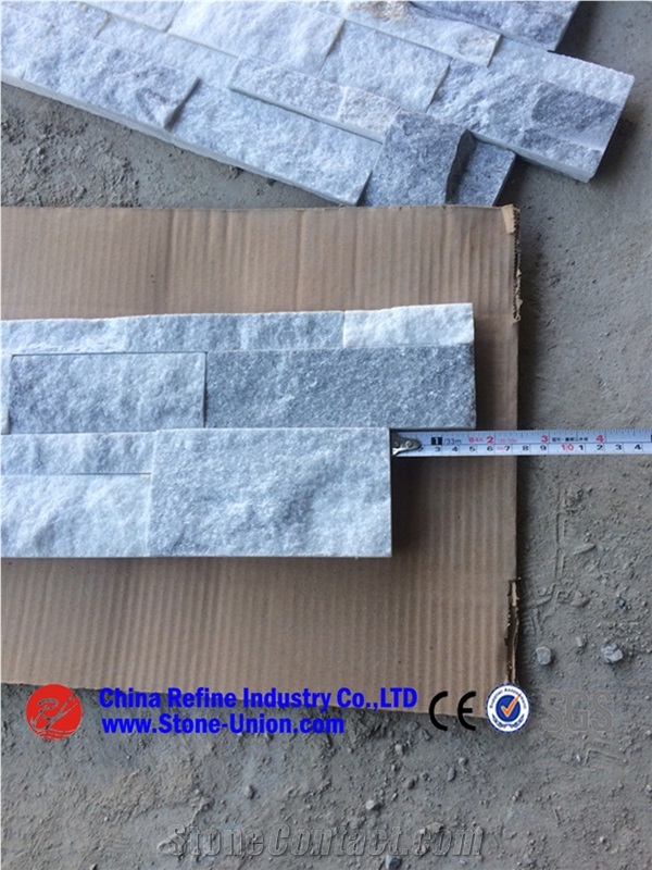 Cloud Grey Wall Quartzite Tile Staight Edges ,Culture Slate/Veneer Slate ,Grey Slate with White Quartzite Stone Cladding,White Stacked Stone Veneer