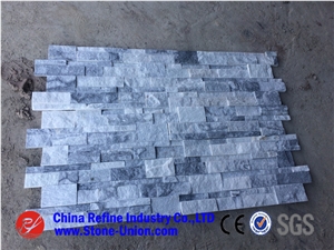 Cloud Grey Wall Quartzite Tile Staight Edges ,Culture Slate/Veneer Slate ,Grey Slate with White Quartzite Stone Cladding,White Stacked Stone Veneer