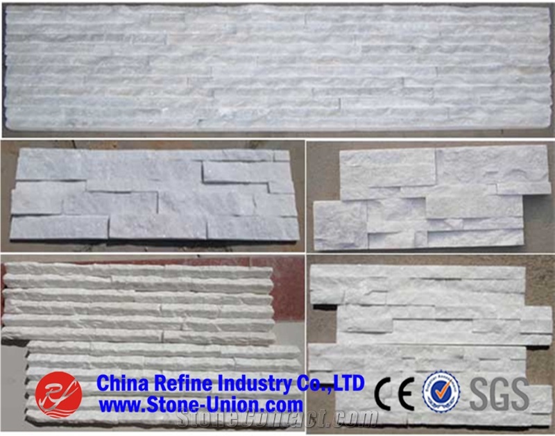 Cloud Grey Wall Quartzite Tile Staight Edges ,Culture Slate/Veneer Slate ,Grey Slate with White Quartzite Stone Cladding,White Stacked Stone Veneer