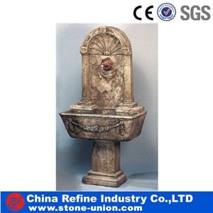 Dark Yellow Sandstone Fountain,Water Fountain, Carving Fountain for Indoor & Outdoor Decoration,Beautiful Garden Fountain