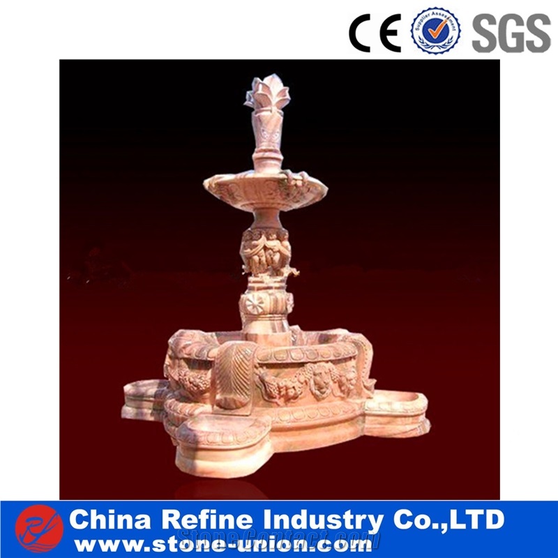 Dark Yellow Sandstone Fountain,Water Fountain, Carving Fountain for Indoor & Outdoor Decoration,Beautiful Garden Fountain