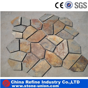 Flagstone, Irregular Flagstones, Flagstone Walkway Pavers,China Popular Cheap Rusty Brown Irregular Crazy Paving Random Flagstone for Walkway