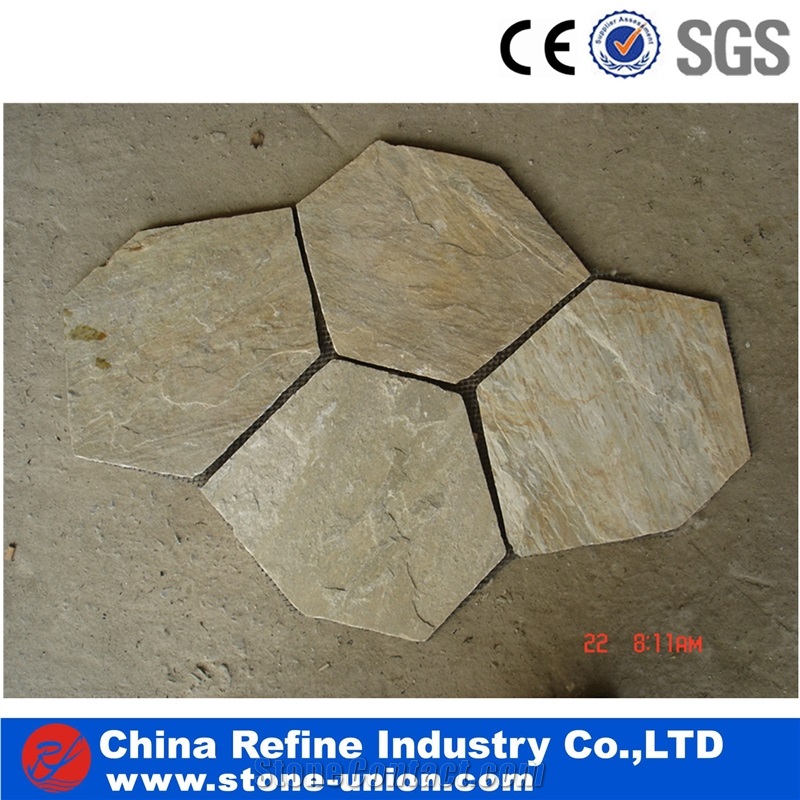Flagstone Mats,Cheap Yellow Irregular Crazy Paving Flagstone for Walkway, Road Paving Stone, Driveway, Natural Paving Stone Decoration for Garden