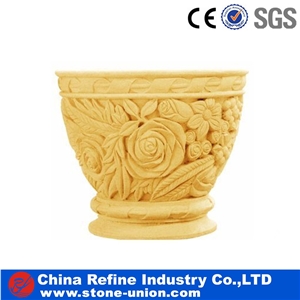 Flowerpot - Garden Series,Carving Flowerpot,Biege Marble Carving Flower Pot Vase Stand Planter,Garden Planter Pots,Supply Various Of Style Flower Pot