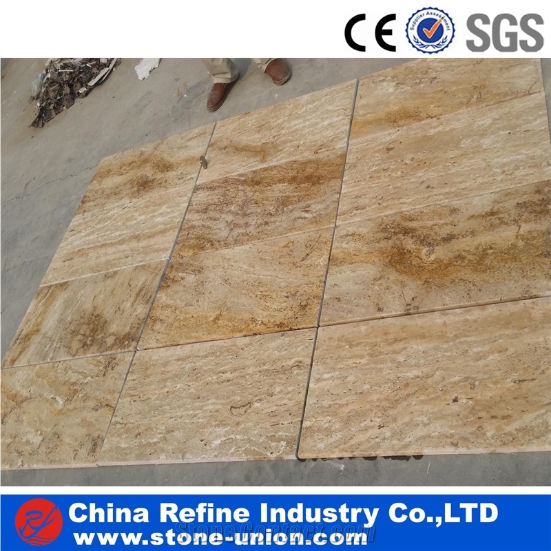 Golden Travertine Tile & Yellow Travertine Floor Tiles, China Yellow Travertine&Travertine Wall Tiles& Cheaper Henan Travertine French Pattern