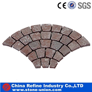 Irregular Stone,Cobble Stone Mesh Garden Stepping Pavements, Walkway, Driveway, Patio Pavers,Red Porphyry Paving