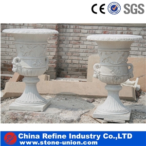 Landscaping Carved Stone Planters,Flower Stand, Exterior Flower Vase for Garden,Yellow Flower Pot Sandstone Natural Handmade Sandstone Carving