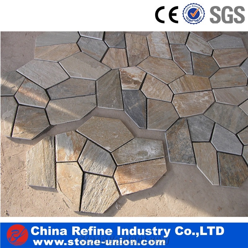 Multicolor Slate Flagstone,Rusty Slate Flagstone, Random Flagstones, Irregular Flagstone. Flagstone Road Paving , Flagstone Courtyard,Random Flagstone