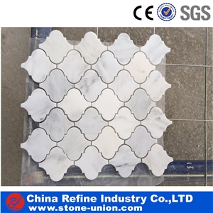 Natural Stone Italy White Bianco Carrara Marble, Mosaic Tiles Pattern, Wall Cladding Mesh Mounted Back Splash Border Polished Handmade Mix Mosaic