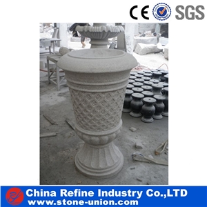 Natural Stone Rectangular Outdoor Planter, Grey Granite Flower Pot & Granite Stone Garden Landscaping Flower Planter,Planter Pots