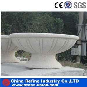Natural Stone Rectangular Outdoor Planter, Grey Granite Flower Pot & Granite Stone Garden Landscaping Flower Planter,Planter Pots