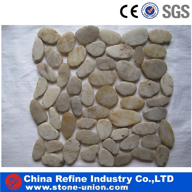 Pebble Tile Polished Pebbles Mosaic Pebble Walkway,Yellow Pebble Stone Wall Mosaic,Yellow Pebble Stone Floor Mosaic,Natural Stone Mosaic for Bathroom