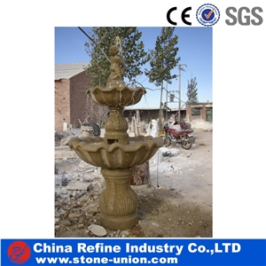 Prosperity Fountain,Natural Stone Garden Water Fountains,Exterior Decoration, Sculptured Fountain, Carved Fountain