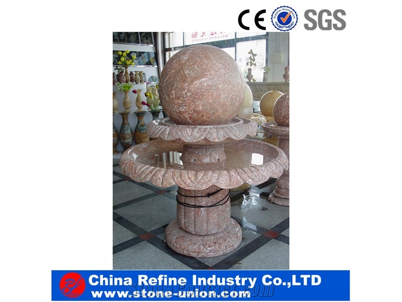 Rolling Ball Fountains,Garden Landscaping Natural Stone Fountain Floating Ball,Marble Water Fountain with Statue,Water Fountain Decoration