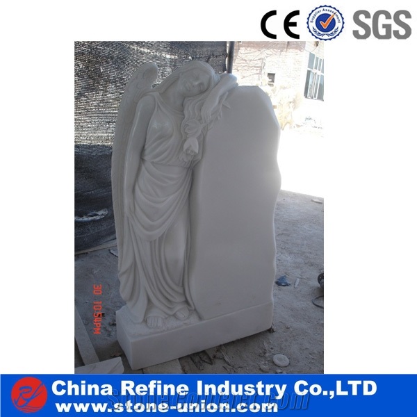 Sichuan White Marble Tombstone&Cemetery Angel Monument& White Marble Headstone with Hand Carved &Angel Carved Headstone&Cheap Engraved Gravestone