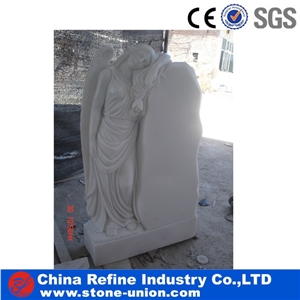 Sichuan White Marble Tombstone&Cemetery Angel Monument& White Marble Headstone with Hand Carved &Angel Carved Headstone&Cheap Engraved Gravestone