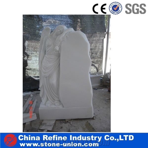 Sichuan White Marble Tombstone&Cemetery Angel Monument& White Marble Headstone with Hand Carved &Angel Carved Headstone&Cheap Engraved Gravestone