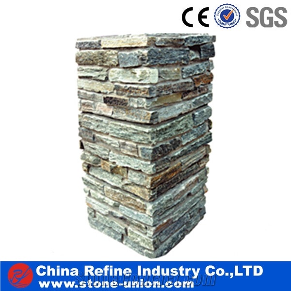 Slate Corner,Slate Pillar, Slate Post,Ledgestone Natural Decorative Stone Column,Multicolor Pillar,Garden Stone Gate Post,Fence Column