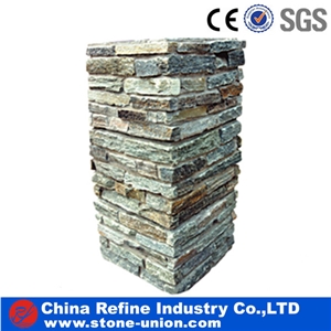 Slate Corner,Slate Pillar, Slate Post,Ledgestone Natural Decorative Stone Column,Multicolor Pillar,Garden Stone Gate Post,Fence Column