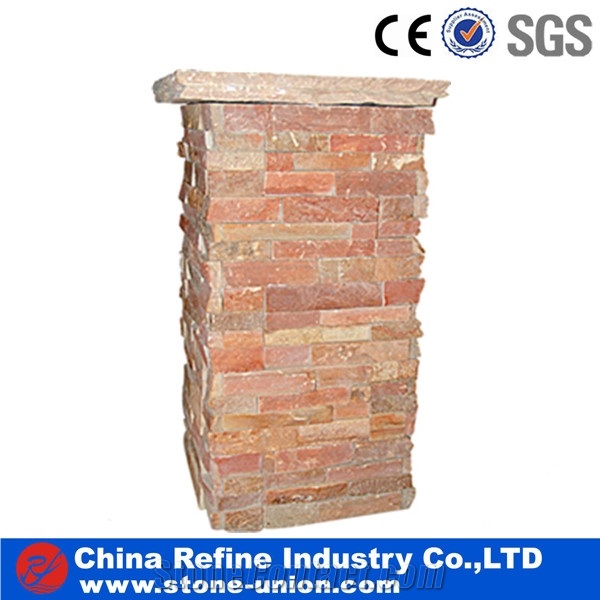 Slate Corner,Slate Pillar, Slate Post,Ledgestone Natural Decorative Stone Column,Multicolor Pillar,Garden Stone Gate Post,Fence Column
