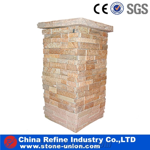 Slate Corner,Slate Pillar, Slate Post,Ledgestone Natural Decorative Stone Column,Multicolor Pillar,Garden Stone Gate Post,Fence Column