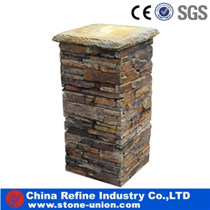 Slate Decorative Gate,Slate Pillars Column, Fence Stone Pillars Surrounds Slate Panels Stone Show Panel with Bread,New Cultured Stone Gates Post