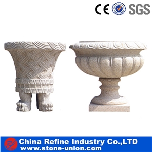 Stone Planter Flower Pots Garden Vases,Flower Carved Granite Stone Planter Pot,Flower Stand Pot & Planters /Garden Decor Landscaping Stone