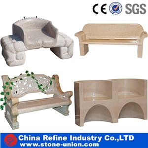 Stone Table and Bench, Exterior Table Sets,Polished Bench Garden Bench Outdoor Bench Park Benches Extrior Furniture,Granite Garden Bench