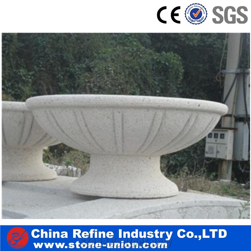 Street Round Marble Planters,Yellow Flower Pot Sandstone Natural Handmade Sandstone Carving,Marble Round Garden Flower Pot,Natural Stone Flower Pot
