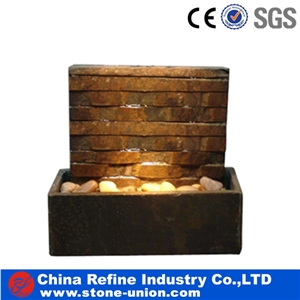 Tabletop Stone Fountain,Floor Stone Fountain with Light,Latest Product Fashionable Beautiful Decorative Natural Hand Carved Slate Fountain