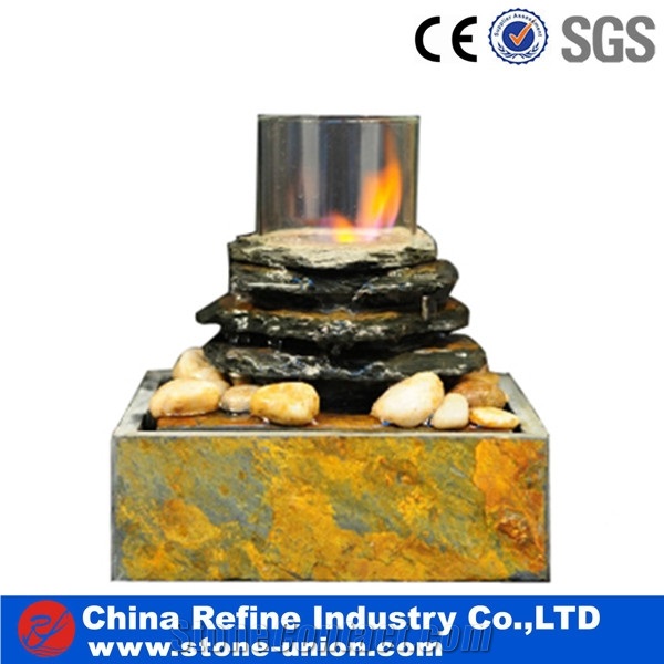 Tabletop Stone Fountain,Floor Stone Fountain with Light,Latest Product Fashionable Beautiful Decorative Natural Hand Carved Slate Fountain