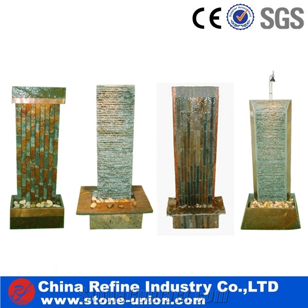 Tabletop Stone Fountain,Floor Stone Fountain with Light,Latest Product Fashionable Beautiful Decorative Natural Hand Carved Slate Fountain