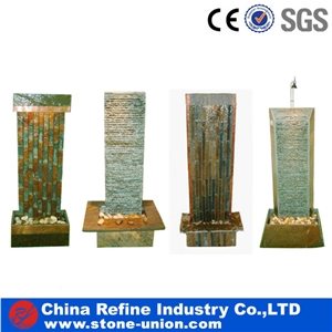 Tabletop Stone Fountain,Floor Stone Fountain with Light,Latest Product Fashionable Beautiful Decorative Natural Hand Carved Slate Fountain