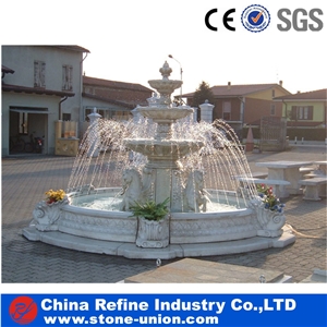White Marble Fountain,Small Water Fountain for Garden Decoration, Sculptured Handcarved Exterior Fountains for Garden Decoration