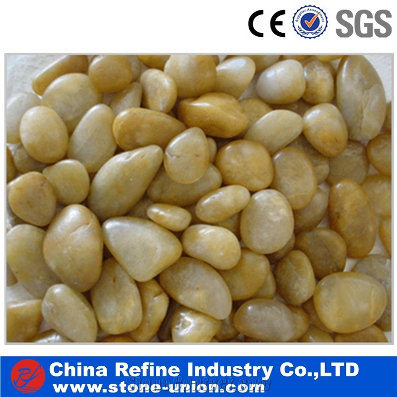 Yellow Polished Pebble Stone,Color Mixed Pebble Stone,Rain Flower Stone, Pebble Beach , Natural Pebble, Natural Cobble, River Stone, Natural Gravels