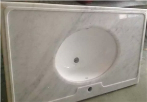 Bianco Carrara Bathroom Countertops, Italy White Marble Tops, Bathroom Vanity Tops.